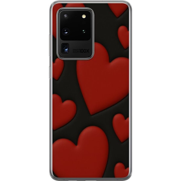 Samsung Galaxy S20 Ultra Genomskinligt Skal Red Velvet Hearts