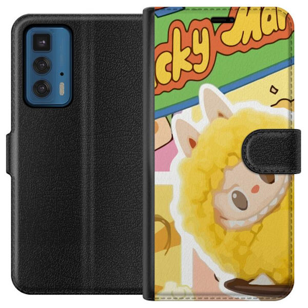 Motorola Edge 20 Pro Plånboksfodral Labubu Wacky Mart Pop Mart Serie Samlarfigur Söt Design Populärt Motiv Figurserie Kreativ Art Toy