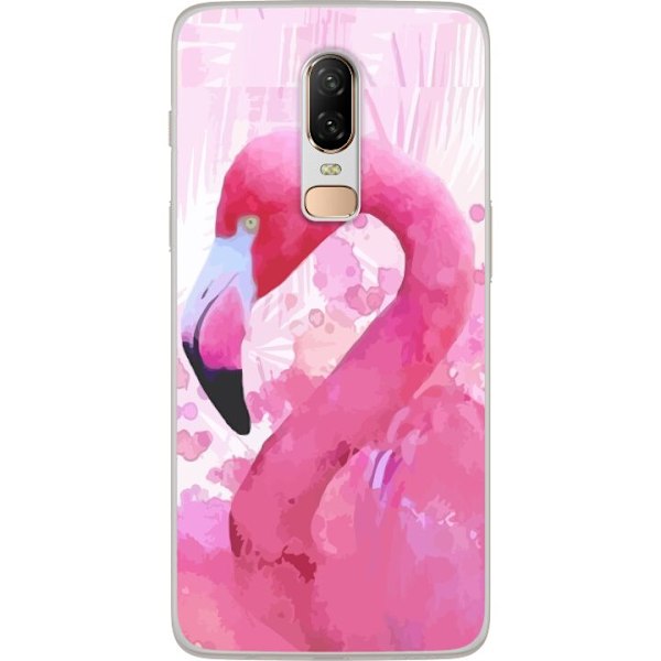 OnePlus 6 Läpinäkyvä kuori Flamingo