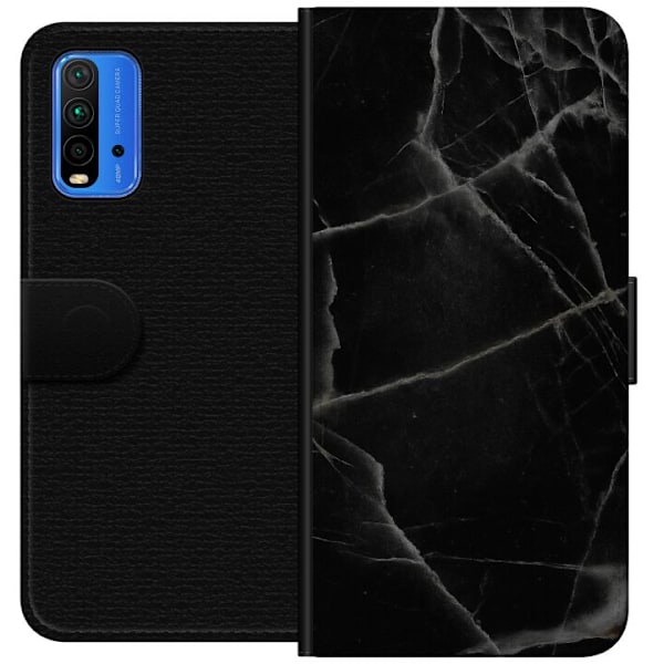 Xiaomi Redmi Note 9 4G Lompakkokotelo Musta marmori