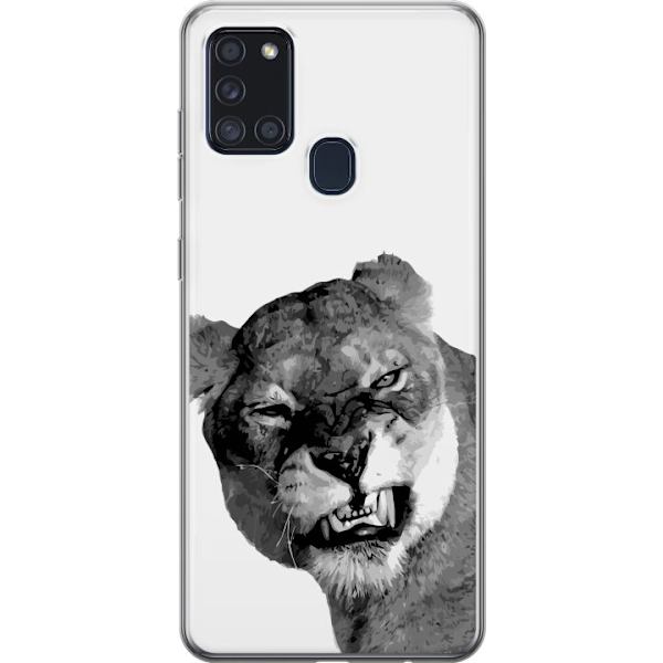 Samsung Galaxy A21s Gennemsigtig cover Løve Kunstnerisk Dyremotiv Afrikansk Stil Jungle Følelse Grafisk Design Hjemmedekoration Dyr Tema