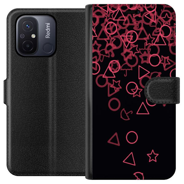 Xiaomi Redmi 12C Plånboksfodral Squid Game Ikoner Serie Design Populärt TV Spel Ikoner Grafiskt Motiv Asiatisk Trend Dramaserie