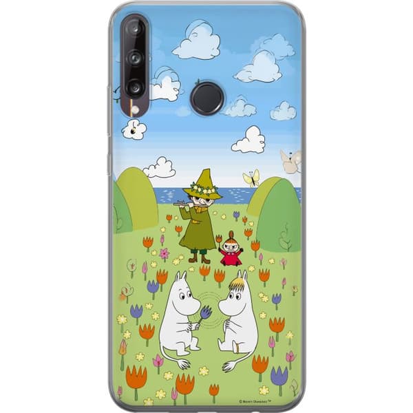 Kompatibelt Mobildeksel til Huawei P40 lite E Mumin i blomsteräng grønn