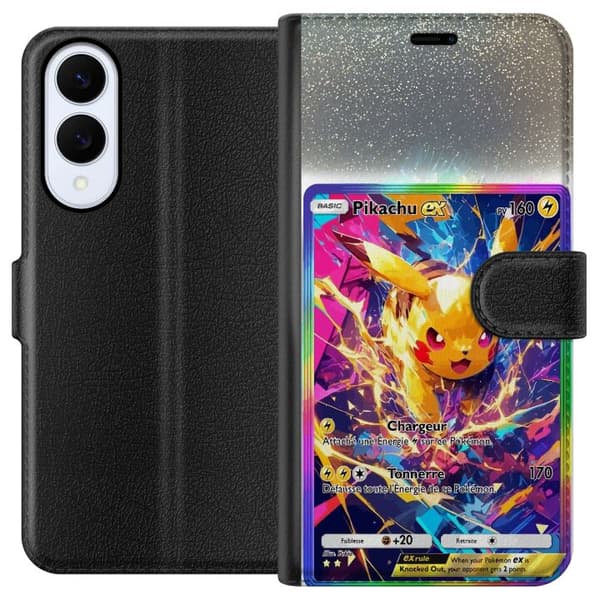 Kompatibel Tegnebogsetui til Samsung Galaxy S25 Edge Pikachu gul