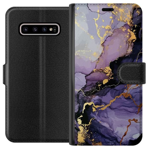 Kompatibelt Lommeboketui til Samsung Galaxy S10+ Lilla Marmor