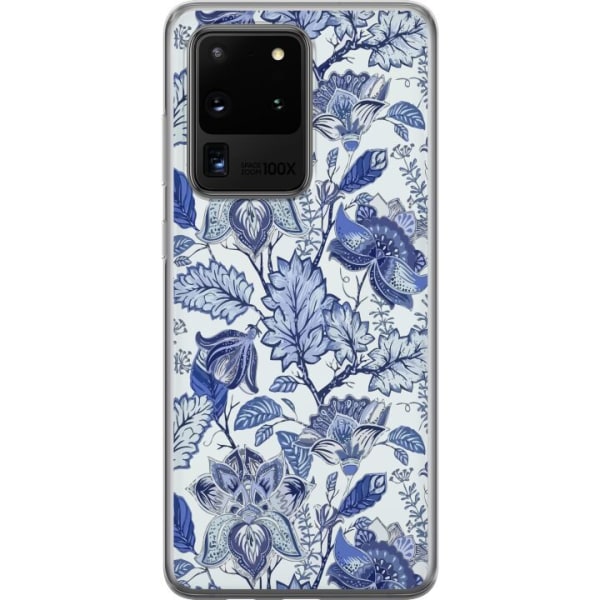 Samsung Galaxy S20 Ultra Genomskinligt Skal Blommor Blå...