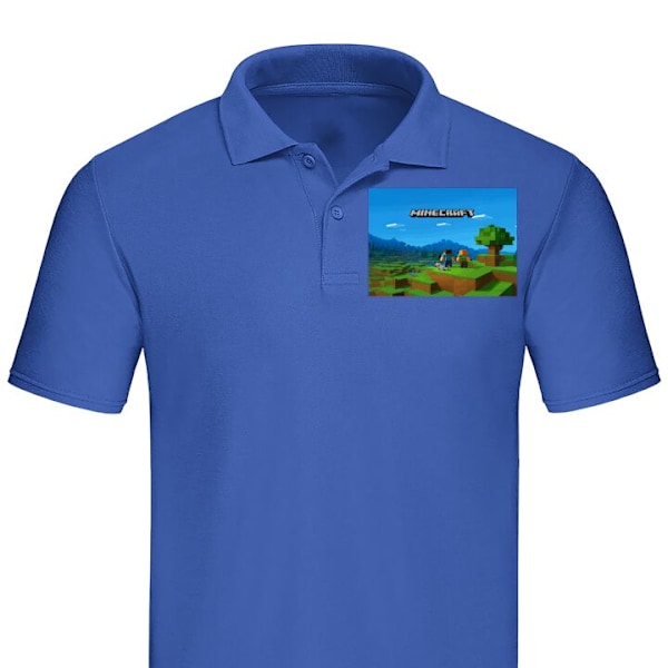 Piké för Vuxen | Elegant Pikétröja Minecraft Key Art Blå XX-Large
