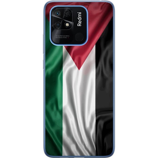 Xiaomi Redmi 10C Gennemsigtig cover Palestinaflaget – ikonisk frihedssymbol i rød, sort, hvid og grøn