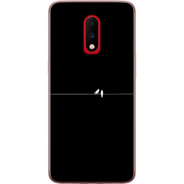 OnePlus 7 Läpinäkyvä kuori Minimalistiset linnut musta