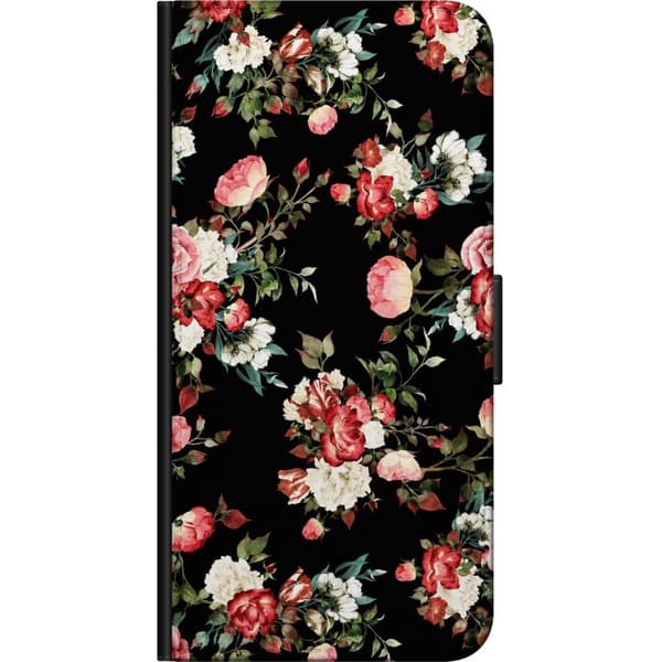 Kompatibel Tegnebogsetui til Xiaomi Redmi Note 9S Sort rosegrafik sort