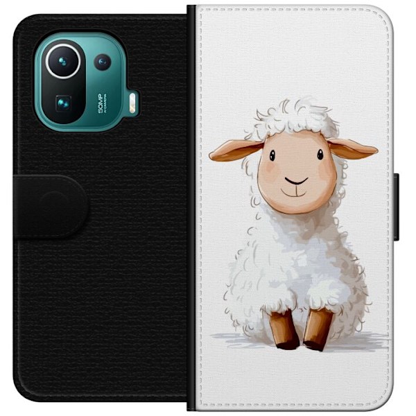 Xiaomi Mi 11 Pro Lompakkokotelo Suloinen Lammas - lasten ja vauvan tuotteita sarjakuvatyyliin