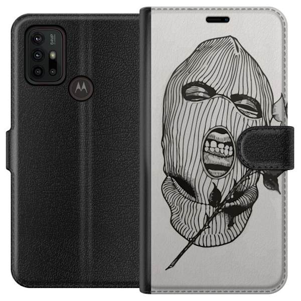 Motorola Moto G30 Lompakkokotelo Hiihtomaski Ros Katutyö Muotoilu Graafinen Kuvio Jännitys Kaupunkityyli Katutaidetta Naamiaiset Symboli
