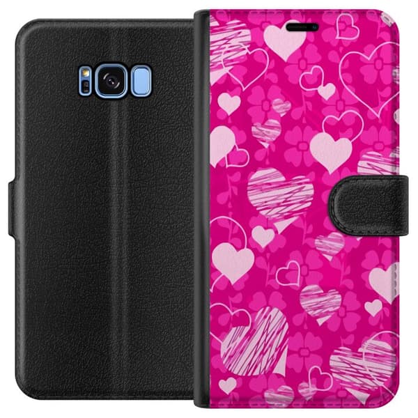 Kompatibelt Plånboksfodral till Samsung Galaxy S8 PopHeartPattern