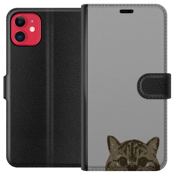 Apple iPhone 11 Lommeboketui Grå Kattblikk - stilren katte de