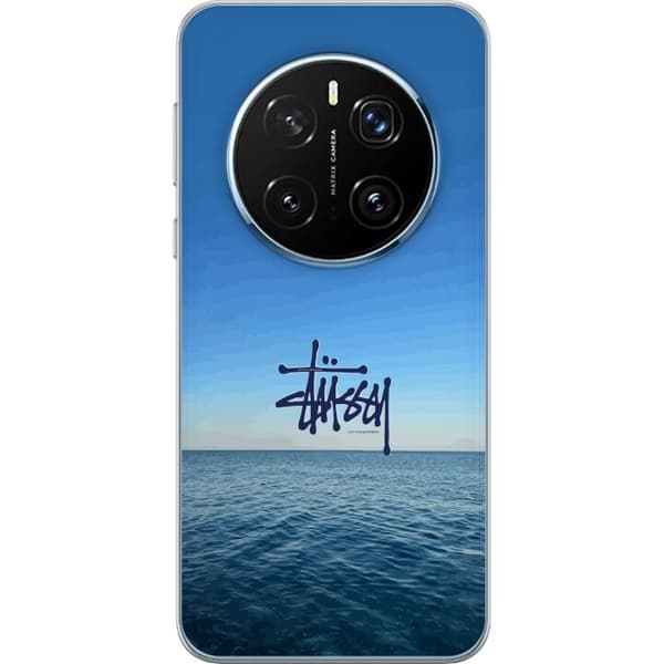 Kompatibelt Mobildeksel til Honor Magic7 Pro Havspanorama med blå himmel og stilig surf-inspirert logo blå