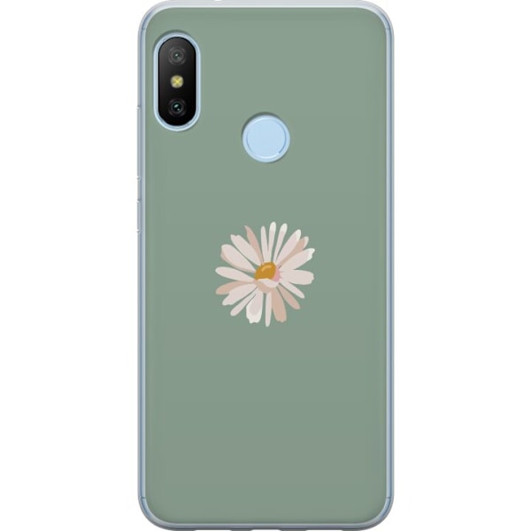 Xiaomi Mi A2 Lite Läpinäkyvä kuori Vihreä Minimalikukka - tyylikäs kukka vihreällä taustalla
