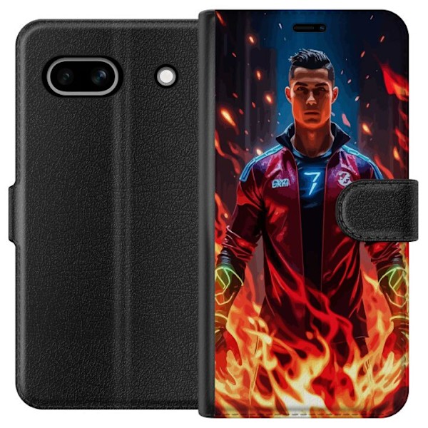 Google Pixel 7a Tegnebogsetui Ronaldo Inferno - fodboldhelt i flammer