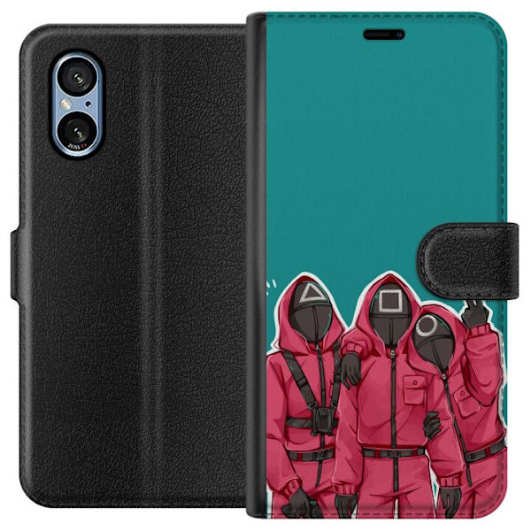 Sony Xperia 10 VI Tegnebogsetui Squid Game Karakterer Grafisk Design Seriefigurer Populær TV Motiv Asiatisk Stil Spændende Trend
