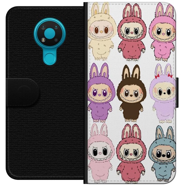 Nokia 3.4 Lompakkokotelo Labubu Pink Monster - Popkulttuuri Ka