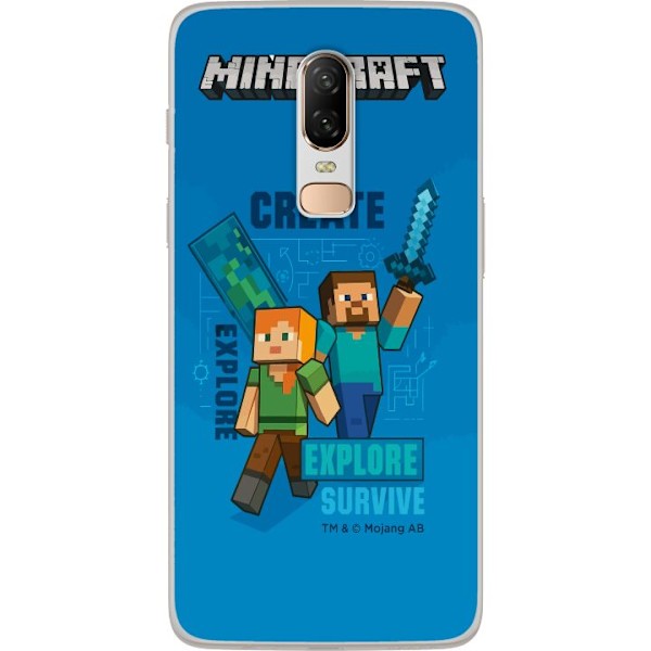 OnePlus 6 Läpinäkyvä kuori Minecraft Luolastot