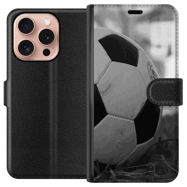 Apple iPhone 16 Pro Tegnebogsetui Fodbold Sort Hvid