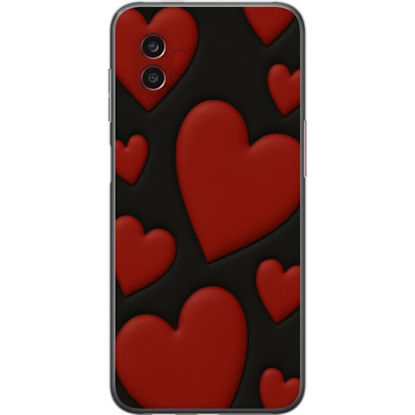 Samsung Galaxy Xcover6 Pro Gennemsigtig cover Rød Fløjlshjer