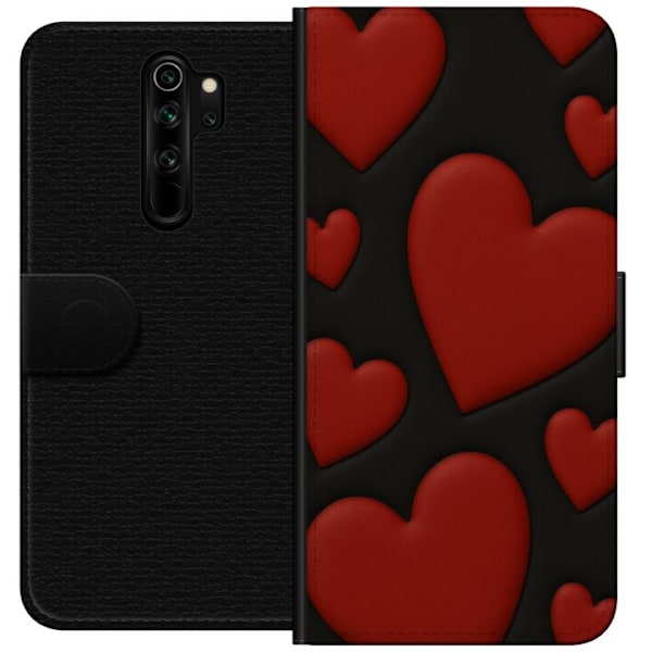 Xiaomi Redmi Note 8 Pro  Lommeboketui Røde Fløyels hjerter