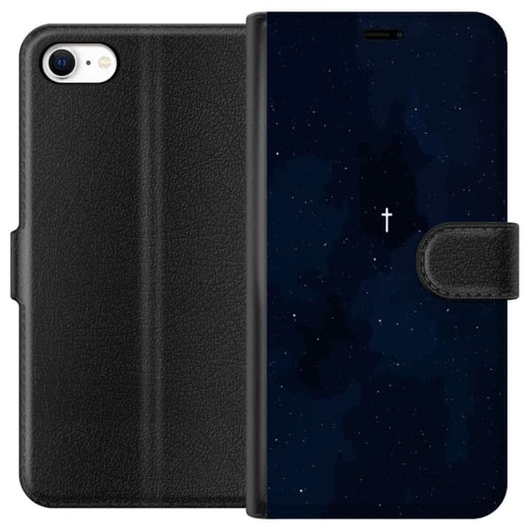 Kompatibelt Plånboksfodral till Apple iPhone 6 Vitt kors på stjärnhimmel blå