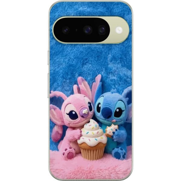 Kompatibel Mobilcover til Google Pixel 11 Søde blå og lyserøde figurer med stor cupcake og krymmel pink