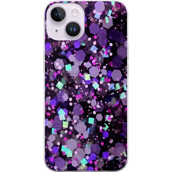 Apple iPhone 15 Gennemsigtig cover Lilla Glitter