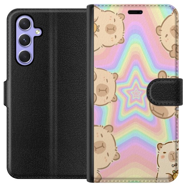 Samsung Galaxy A54 Lompakkokotelo Kawaii Capybara Galaxy Söpö Anime Eläin Avaruusteema Kawaii Trendi Lahja TikTok-suunnittelu