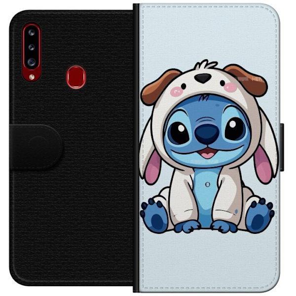 Samsung Galaxy A20s Tegnebogsetui Stitch Hundekostume Lilo & Stitch Disney Sjovt Design Blå Udlænding Tegneseriekarakter Populær Børne Disney Film