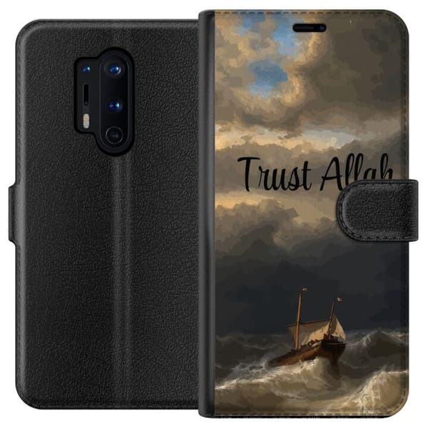 Kompatibelt Lommeboketui til OnePlus 8 Pro Trust Allah över stormigt hav brun