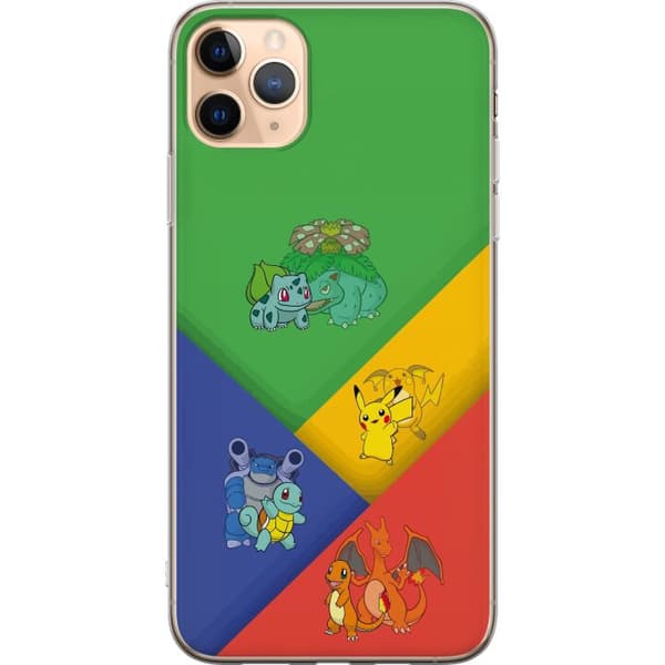 Kompatibelt Mobildeksel til Apple iPhone 11 Pro Max Første utviklinger med Bulbasaur, Charmander, Squirtle og Pikachu flerfarget