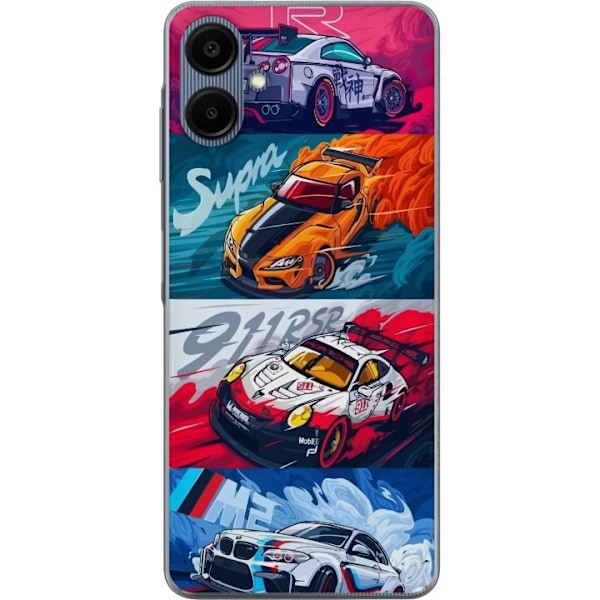 Samsung Galaxy A06 Läpinäkyvä kuori Nopeat Autot - Piirrett