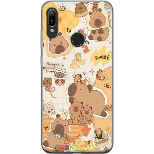 Huawei Y6 (2019) Läpinäkyvä kuori Kawaii capybara mobilskal med gulliga djurmotiv