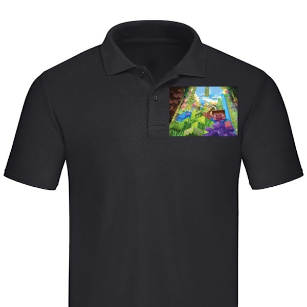 Poloshirt til Voksen | Elegant Poloshirt Minecraft Sort Stor