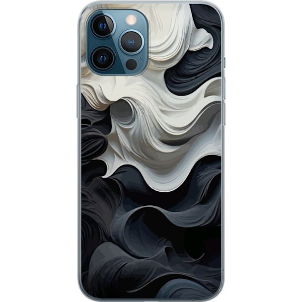 Apple iPhone 12 Pro Max Läpinäkyvä kuori Silkki Musta/Valkoinen