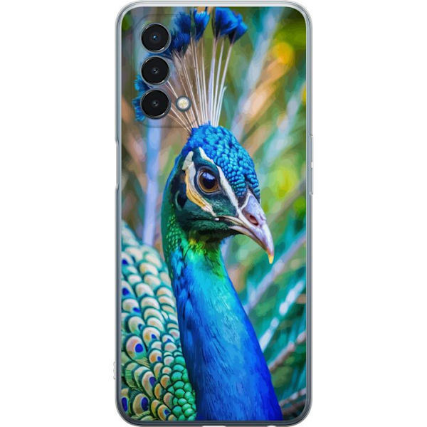 OnePlus Nord N200 5G Läpinäkyvä kuori Pavun Sulat Värikäs Design Lintuaihe Eksoottinen Graafinen Suunnittelu Luonto Ylellinen Koristelu