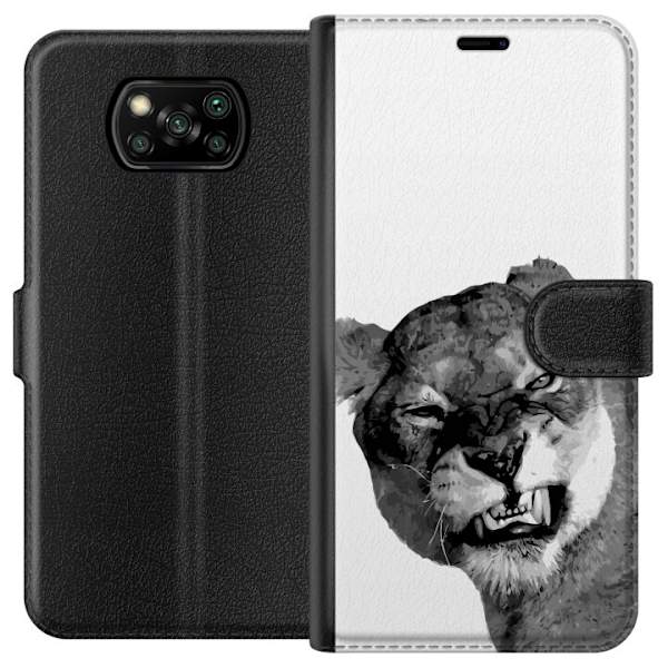 Xiaomi Poco X3 NFC Lompakkokotelo Leijona Taiteellinen Eläinaihe Afrikkalainen Tyyli Viidakon Tunnelma Graafinen Suunnittelu Kotikoristeet Eläintema
