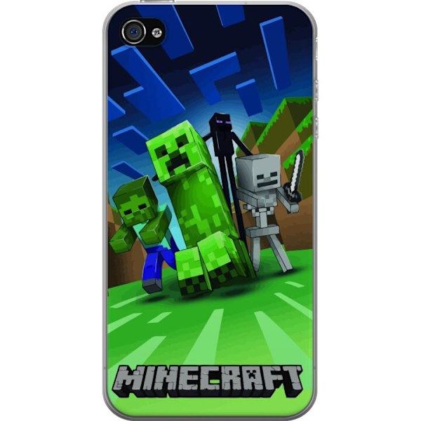 Apple iPhone 4 Genomskinligt Skal Minecraft Creeper mobilskal i klassisk grön pixelstil