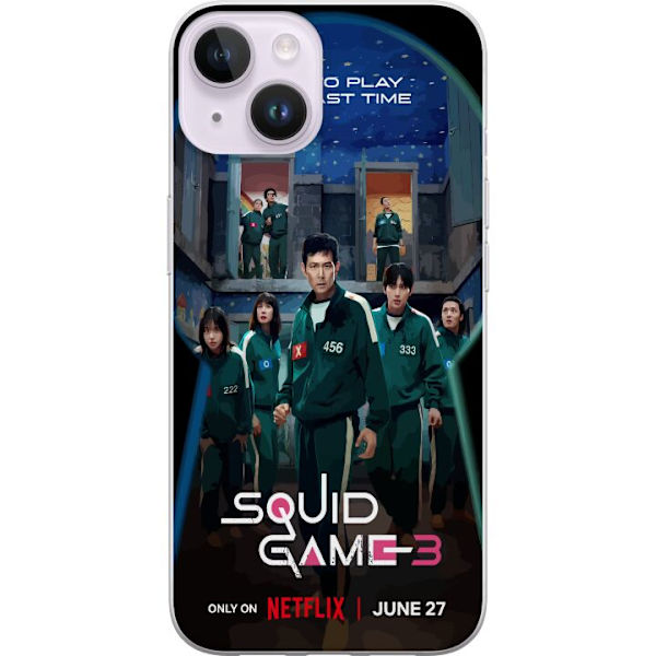 Apple iPhone 14 Plus Genomskinligt Skal Squid Game Säsong 3 Seriefigurer Populärt TV Serie Motiv Ikoner Spänning Drama Asiatisk Design Trend