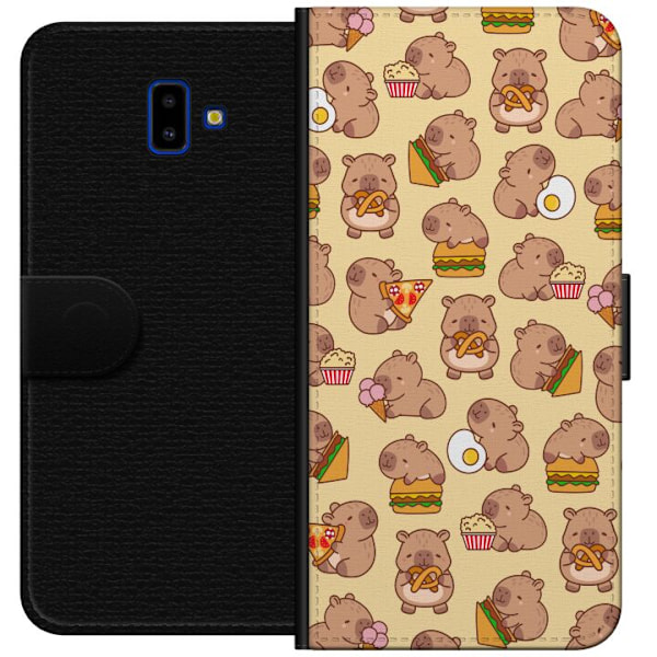 Samsung Galaxy J6+ Tegnebogsetui Kawaii capybara mobilcover med flere søde figurer