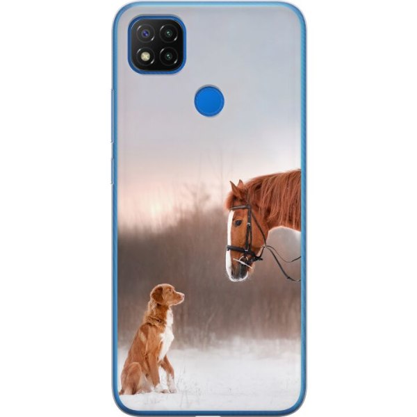 Xiaomi Redmi 9C Gennemsigtig cover Hest & Hund