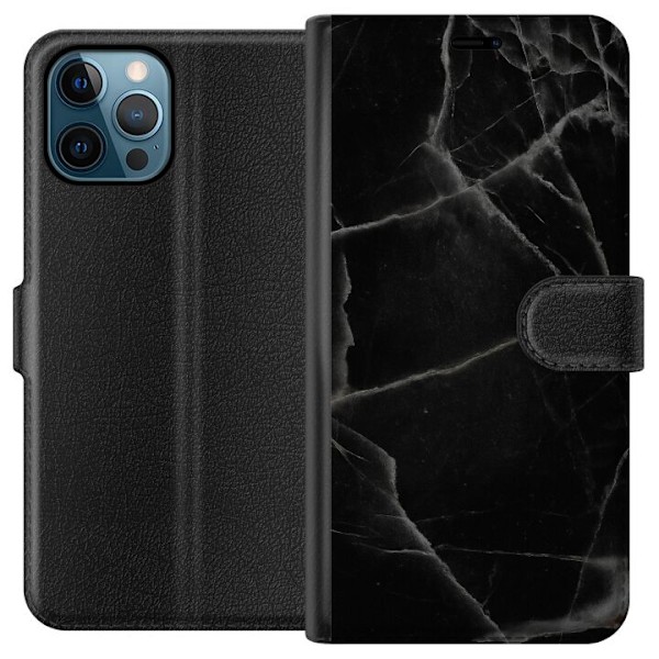 Apple iPhone 12 Pro Max Tegnebogsetui Sort marmor