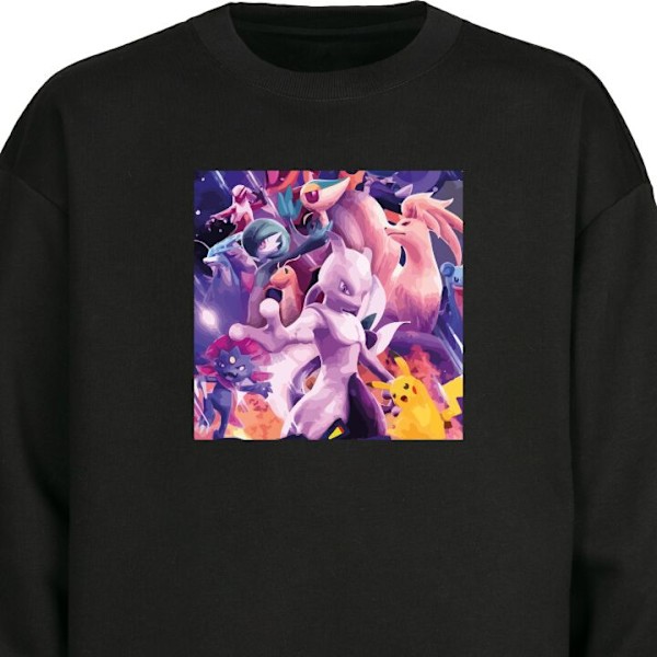 Sweatshirt til Voksne | Klassisk Collegebluse Pokemon sort L