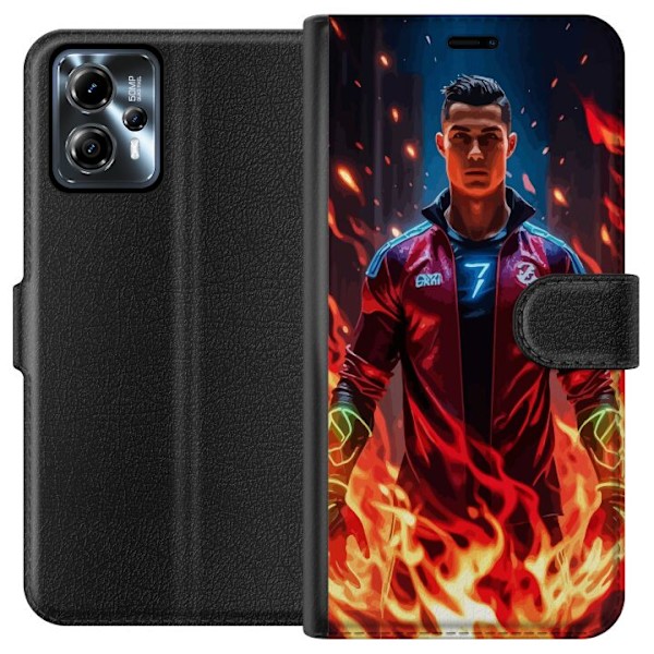 Motorola Moto G13 Tegnebogsetui Ronaldo Inferno - fodboldhelt i flammer