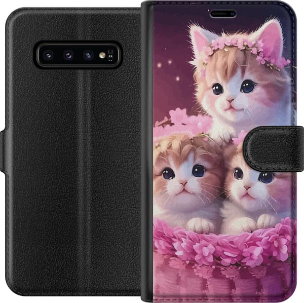Kompatibelt Lommeboketui til Samsung Galaxy S10 Katter