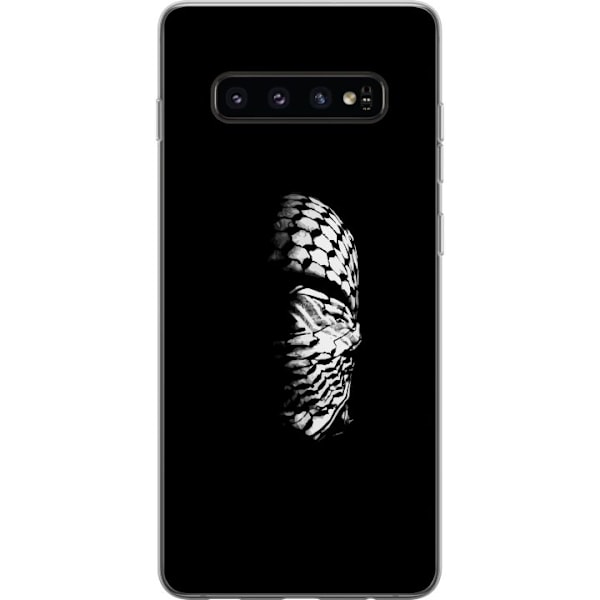 Samsung Galaxy S10 Genomskinligt Skal Keffiyeh-mönster – klassisk svartvit palestinasjal med kulturell tyngd