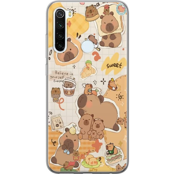 Xiaomi Redmi Note 8 Läpinäkyvä kuori Kawaii capybara mobilskal med gulliga djurmotiv